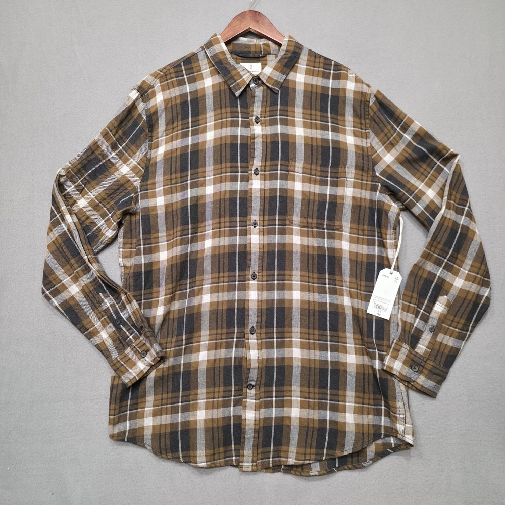 Mutual Weave Mens Brown Plaid Long Sleeve Button Up‎ Shirt Size XLT NWT